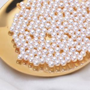 Perles d'eau douce naturelles de qualité AAA de Zhuji, en vrac, forme bouton, forte luminosité avec micro défauts, perles rondes nues - Product Image 3