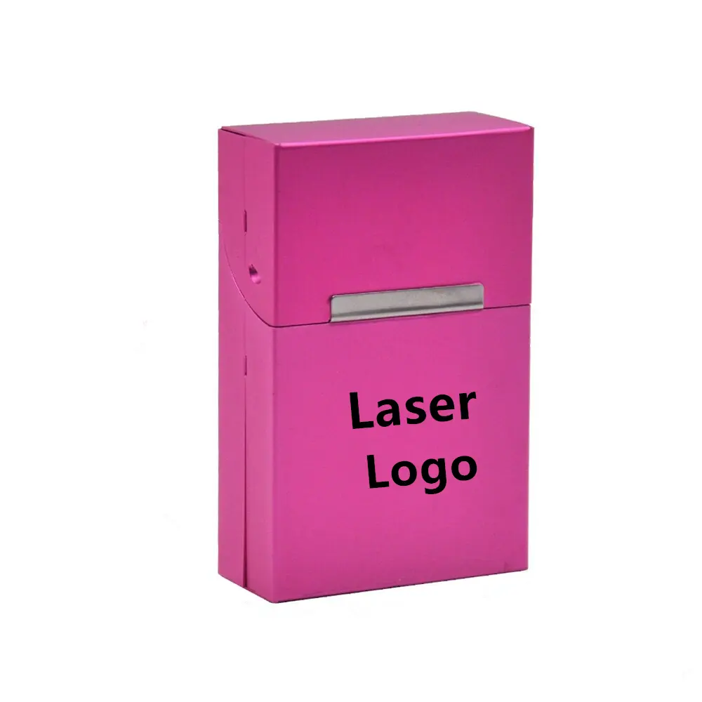 Portable custom laser logo high quality 20pcs metal aluminum cigarette case