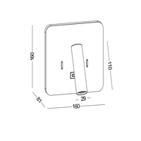 Lampe de lecture LED murale moderne carrée 4W+3W alimentée par courant alternatif pour chambre à coucher