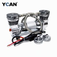 Compresseur d'air à double tête YCAN, compresseur d'air électrique portable 12V 24V pour suspension pneumatique, klaxon pneumatique et ressort hélicoïdal