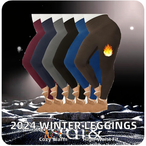 Leggings Invernali da <span class=keywords><strong>Donna</strong></span> 2025 a Vita Alta, Foderati in <span class=keywords><strong>Pile</strong></span>, in Spandex/Poliestere, Senza Cuciture, Pantaloni Spazzolati Caldi e Confortevoli - Product Image 2