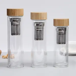 Glass Tea Tumbler Infuser BPA Free Tea Bottle with Strainer for Loose Leaf Herbal Green Ice Tea or Fruit Infused Water