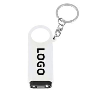 المكبر المطبوع حسب الطلب وسلسلة مفاتيح بإضاءة ليد 2 أضواء بيضاء لامعة إضافية. مرفق حلقة الانقسام - Product Image 4