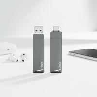 Nouvelle clé USB 3.0 + Type-C double interface en métal, faible MOQ, 32 Go-512 Go, garantie 2 ans, sans cryptage, gris, lecture 80 Mo/s
