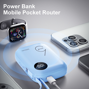 Power Bank 4G WiFi Router 2 en <span class=keywords><strong>1</strong></span> 5000mAh Powerbank Pocket MiFi con ESIM 300M WiFi6 Router móvil portátil LTE con batería - Product Image 2
