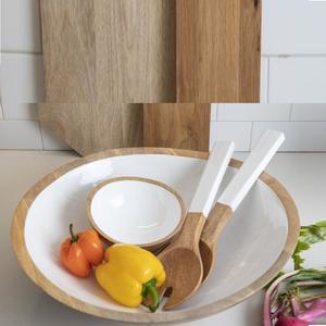 Juego de dos cuencos de madera hechos a medida para mesa, cuenco de madera Natural para servir ensaladas, cuenco para masa para uso doméstico en la cocina - Product Image 5