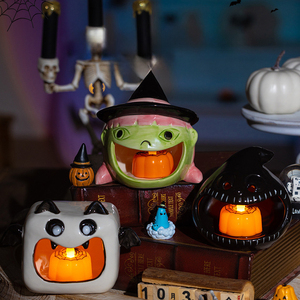 AIKUN Mini Porte-bougie en céramique fait main, Décoration de fête d'Halloween en gros, Centre de table, Porte-bougie fantôme et citrouille effrayants - Product Image 5