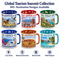 Tasse à café en céramique souvenir de Mongolie, motif cheval, aigle, yourte d'Ulaanbaatar, en porcelaine, design personnalisé, OEM ODM, vente en gros