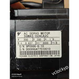 Motor Servo AC YASKAWA Original Usado SGMAS-02ACA2C 200W MOT-I-4051=1T34 - Product Image 3