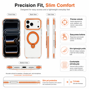 Coque de téléphone de luxe en TPU électroplaqué avec anneau rotatif à 360 degrés, béquille et protection antichoc de l'appareil photo pour IPHONE 17 18 - Product Image 4