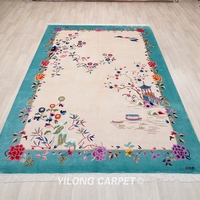 Alfombra de Área Anudada a Mano YILONG de 2x3m, Alfombras de Seda Hechas a Mano con Arte Decorativo Chino