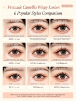 Extensions de cils Camellia, rangées denses, cils individuels BSF Matsuzaki 0.05mm 0.07mm 6-20mm, courbure D, naturels et doux, Camellia L160