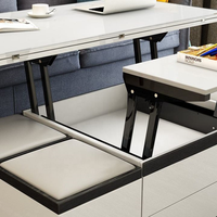 Meubles de maison modernes multifonctions Table basse élévatrice pliante pour salon Table basse élévatrice blanche en verre trempé 10 pièces