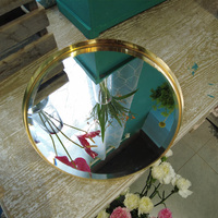 Objets décoratifs suspendus, miroir mural rond en verre doré, décoration murale, miroir incurvé avec taille personnalisable