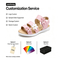 Sandales d'été respirantes à fermeture Velcro pour filles, motif trois fleurs, chaussures de plage pour enfants