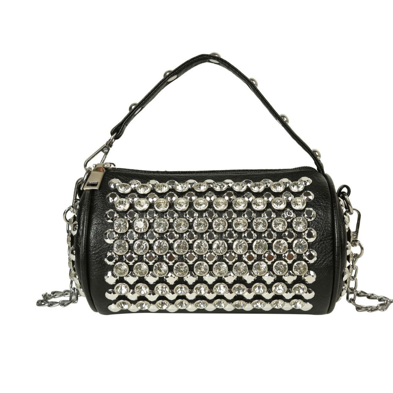 Designer Cylinder Bag Luxury Handbag with Rhinestones