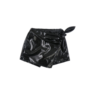 <span class=keywords><strong>Mini</strong></span>-jupes en cuir nouées pour jeunes filles, noires, métallisées, décontractées, pour l'été, pour enfants, couleurs et styles personnalisés - Product Image 3