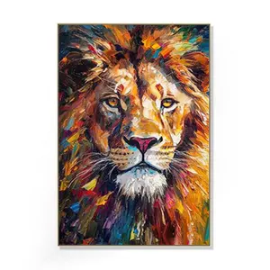 100% Hand-Painted Home Decor Abstract Graffiti Animals Colourful Modern Wall Canvas Lion Oil painting