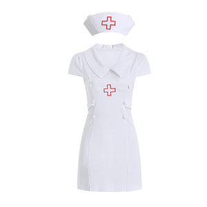 Sexy Lingerie Rollenspel Verpleegster Nachtkleding Wit Slim Fit Nachtjurk Met Hoed Professioneel Uniform Kleding Pak Gr1691 - Product Image 4