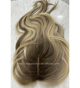 Topper de <span class=keywords><strong>cheveux</strong></span> russes 14A brun clair balayage avec <span class=keywords><strong>frange</strong></span>, ultra-fin, respirant, noué à la main, doux pour les <span class=keywords><strong>cheveux</strong></span> naturels - Product Image 2