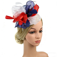 Hiasan Kepala Pesta Teh Fascinators dengan Pita dan Bulu pada Bando dan Jepit untuk Wanita