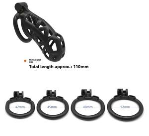 Черные дышащие пластиковые мужские рабы из нержавеющей стали, клетка целомудрия, 4 кольца, кольцо, замок, секс-игрушки для мужчин-оригинальные товары - Product Image 2