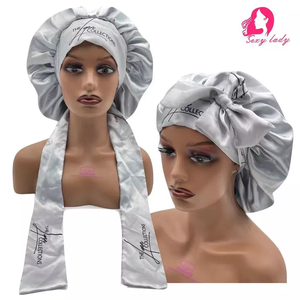 Täglicher Gebrauch Große Satin-Haar wickel haube mit Krawatten band Adult Silky Night Cap für Schlaf haar abdeckung für Frauen - Product Image 2
