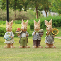 Sculpture de lapin Peter Rabbit en fibre de verre, style pastoral, entièrement faite à la main, pour la décoration de jardin, de cour et de pelouse