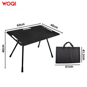 โต๊ะพับกลางแจ้ง Woqi ขนาด 60x40x40 ซม. โครงเหล็ก น้ำหนักเบา พกพาสะดวก สำหรับตั้งแคมป์ ปิกนิก ดีไซน์มินิมอล สีดำ - Product Image 3