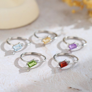 8 Minimalist 4*6mm <b>Crystal</b> <b>Rings</b> Natural Stone 925 Sterling Silver Adjustable Non Tarnish Handmade Jewelry For Girls - Product Image 3