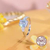 Bijoux fins classiques, bague en argent sterling 925, zircone cubique blanche de 6 mm, coupe princesse, pour femmes, mariage, soirée