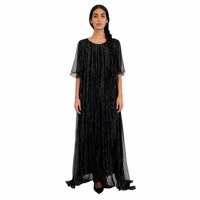 Nouvelle Robe Longue Élégante en Chiffon Doré Brillant 2026, Coupe Ample et Respirante, Manches Classiques, Plus-Size, Multicolore, Naturelle, Conception ODM