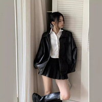 Veste ample noire de qualité supérieure pour femme en similicuir PU, manteau personnalisé pour le printemps et le quotidien