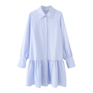 Camicia casual da donna a righe <span class=keywords><strong>blu</strong></span> a <span class=keywords><strong>maniche</strong></span> <span class=keywords><strong>lunghe</strong></span> - Product Image 1