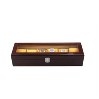 Boîte à montre en bois carrée en bois de palissandre brun avec logo personnalisé avec serrure Écologique pour hommes