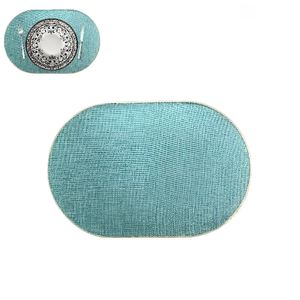 MANTELINDO OVALADO DE POLIÉSTER 45X30 CM AZUL - Product Image 1