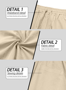 <strong>Linen</strong> Pants <strong>Men</strong> Wide Leg Summer Flowy Pants Breathable Beach Vacation Clothes Elastic Waist Travel <strong>Trousers</strong> with Pockets - Product Image 3
