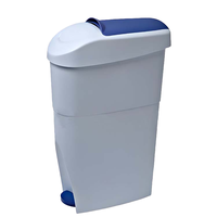 Poubelle à pédale rectangulaire mince en plastique blanc de 21 L, écologique, pour hôtel, vente en gros, pour salle de bain