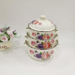 أواني طهي للمطبخ OEM/ODM 3 قطع غطاء ملون بمقبض مزدوج كسرولة مطلية بالمينا غير لاصقة-وعاء حساء من المينا - Product Image 2