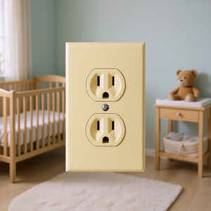 Plaque de protection pour prise électrique en ivoire avec 2 prises polarisées, plaque de sécurité assemblée pour les chambres d'enfants, marque Volteck, fabriqué en - Product Image 2