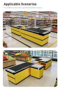 Modern Stainless Steel <b>Checkout</b> <b>Counter</b> Custom Size Retail Cashier Desk for Supermarket Grocery Store - Product Image 4