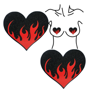 Copricapezzoli Adesivi Usa e Getta con Design a Cuore Fiammeggiante, Traspiranti, Comodi, Delicati sulla Pelle, Invisibili e Stampati - Product Image 1