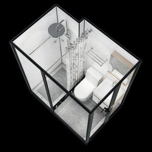 All-in-One Luxury Aluminum <b>Frame</b> Sliding Straight Bathroom Pod with Bathtub & Smart Toilet for Home Apartment and Hotel - Product Image 2