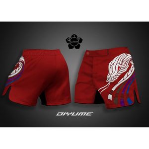 Diyume unisex กางเกงขาสั้นต่อสู้กลางต้นขากราฟิกที่กำหนดเองความทนทานสูงต่อสู้และมวยไทยศิลปะการต่อสู้แบบยืด - Product Image 1
