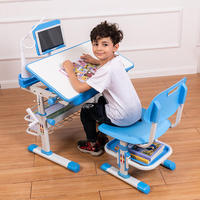 Ensemble de bureau et chaise d'étude pour enfants en plastique moderne avec design pliable réglable en hauteur, tiroirs durables et écologiques