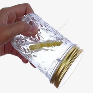 Vente en gros de bocaux Mason à large ouverture DD1831 en forme de losange, 16 oz, pour confiture, miel, cadeaux de mariage, bouteilles de conserve, gelée, avec couvercles - Product Image 3