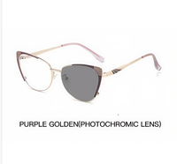 Lunettes de vue pour adultes, style œil-de-chat, unies, photochromiques, durables, légères, à monture complète, protection UV, pour myopes, vente en gros