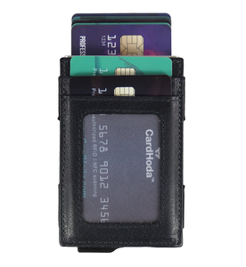 CardHog Genuine Leather RFID Blocking Credit Card <b>Holder</b> Unisex Minimalist Wallet with Snap Closure and Clear <b>ID</b> Window - Product Image 5