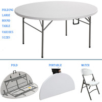 Table ronde pliable en plastique blanc pour mariage et banquet, tables pliantes, gain de place, installation facile, tables pour événements