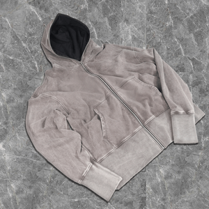 Sweat à capuche surdimensionné pour homme en tissu éponge épais délavé à l'acide avec poches, respirant et écologique - Product Image 2